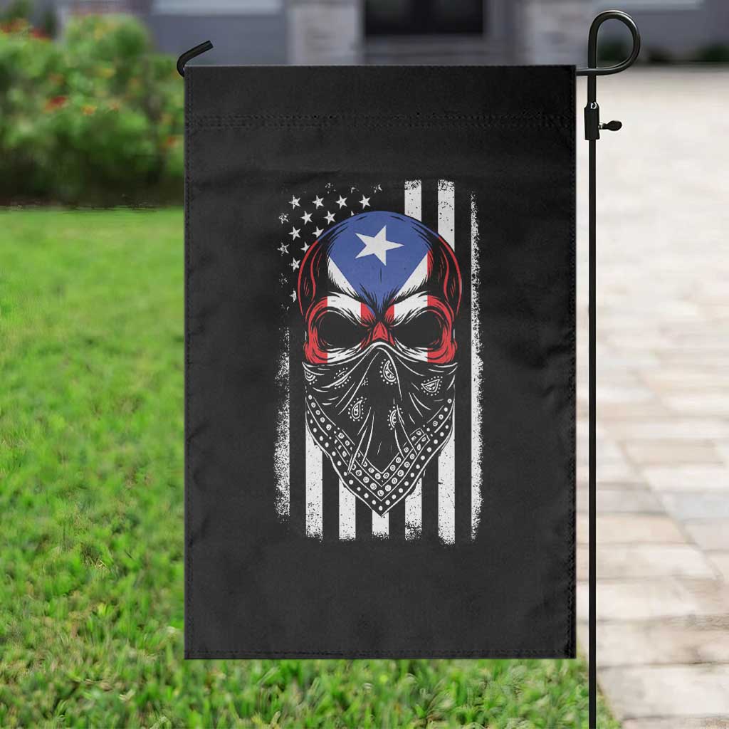 Skull Puerto Rican American Flag Garden Flag With Bandana