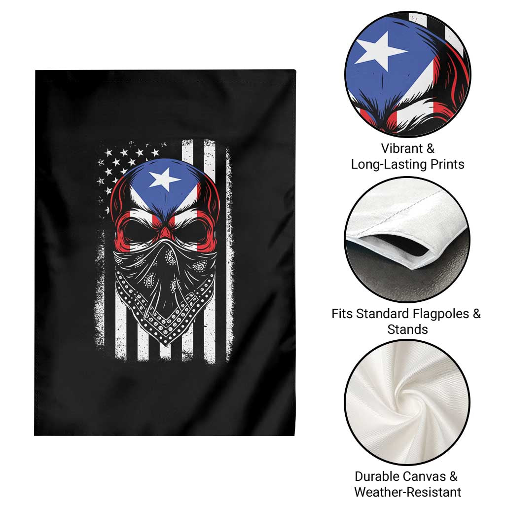 Skull Puerto Rican American Flag Garden Flag With Bandana
