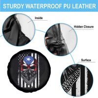 Skull Puerto Rican American Flag Spare Tire Cover With Bandana