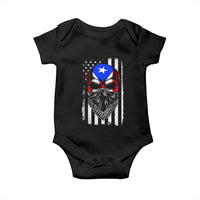 Skull Puerto Rican American Flag Baby Onesie With Bandana