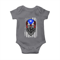 Skull Puerto Rican American Flag Baby Onesie With Bandana