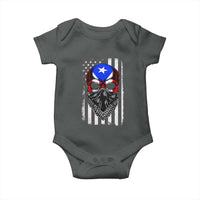 Skull Puerto Rican American Flag Baby Onesie With Bandana