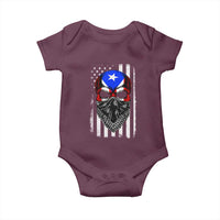 Skull Puerto Rican American Flag Baby Onesie With Bandana