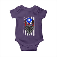 Skull Puerto Rican American Flag Baby Onesie With Bandana