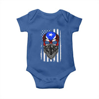 Skull Puerto Rican American Flag Baby Onesie With Bandana