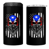 Skull Puerto Rican American Flag 4 in 1 Can Cooler Tumbler With Bandana