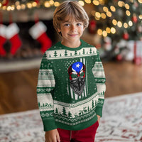 Skull Puerto Rican American Flag Ugly Christmas Sweater With Bandana