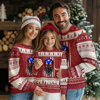 Skull Puerto Rican American Flag Ugly Christmas Sweater With Bandana