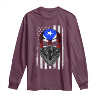 Skull Puerto Rican American Flag Long Sleeve Shirt With Bandana