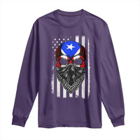 Skull Puerto Rican American Flag Long Sleeve Shirt With Bandana