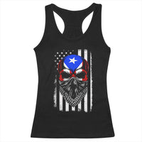 Skull Puerto Rican American Flag Racerback Tank Top With Bandana