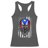 Skull Puerto Rican American Flag Racerback Tank Top With Bandana