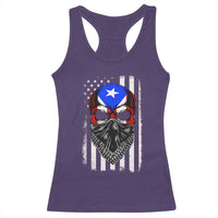 Skull Puerto Rican American Flag Racerback Tank Top With Bandana