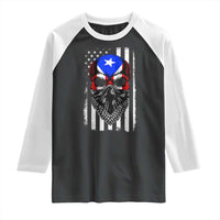 Skull Puerto Rican American Flag Raglan Shirt With Bandana