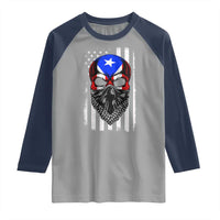 Skull Puerto Rican American Flag Raglan Shirt With Bandana