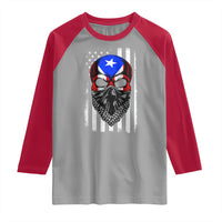 Skull Puerto Rican American Flag Raglan Shirt With Bandana