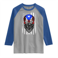 Skull Puerto Rican American Flag Raglan Shirt With Bandana