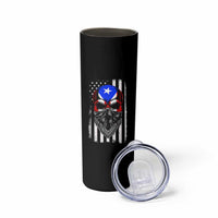 Skull Puerto Rican American Flag Skinny Tumbler With Bandana