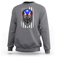 Skull Puerto Rican American Flag Sweatshirt With Bandana