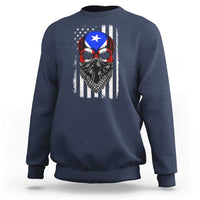 Skull Puerto Rican American Flag Sweatshirt With Bandana