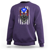 Skull Puerto Rican American Flag Sweatshirt With Bandana