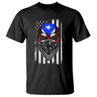 Skull Puerto Rican American Flag T Shirt With Bandana