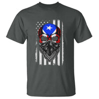 Skull Puerto Rican American Flag T Shirt With Bandana