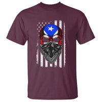 Skull Puerto Rican American Flag T Shirt With Bandana