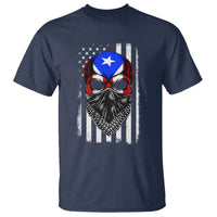 Skull Puerto Rican American Flag T Shirt With Bandana