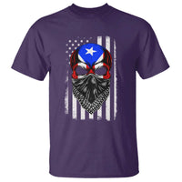 Skull Puerto Rican American Flag T Shirt With Bandana