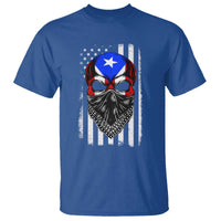 Skull Puerto Rican American Flag T Shirt With Bandana