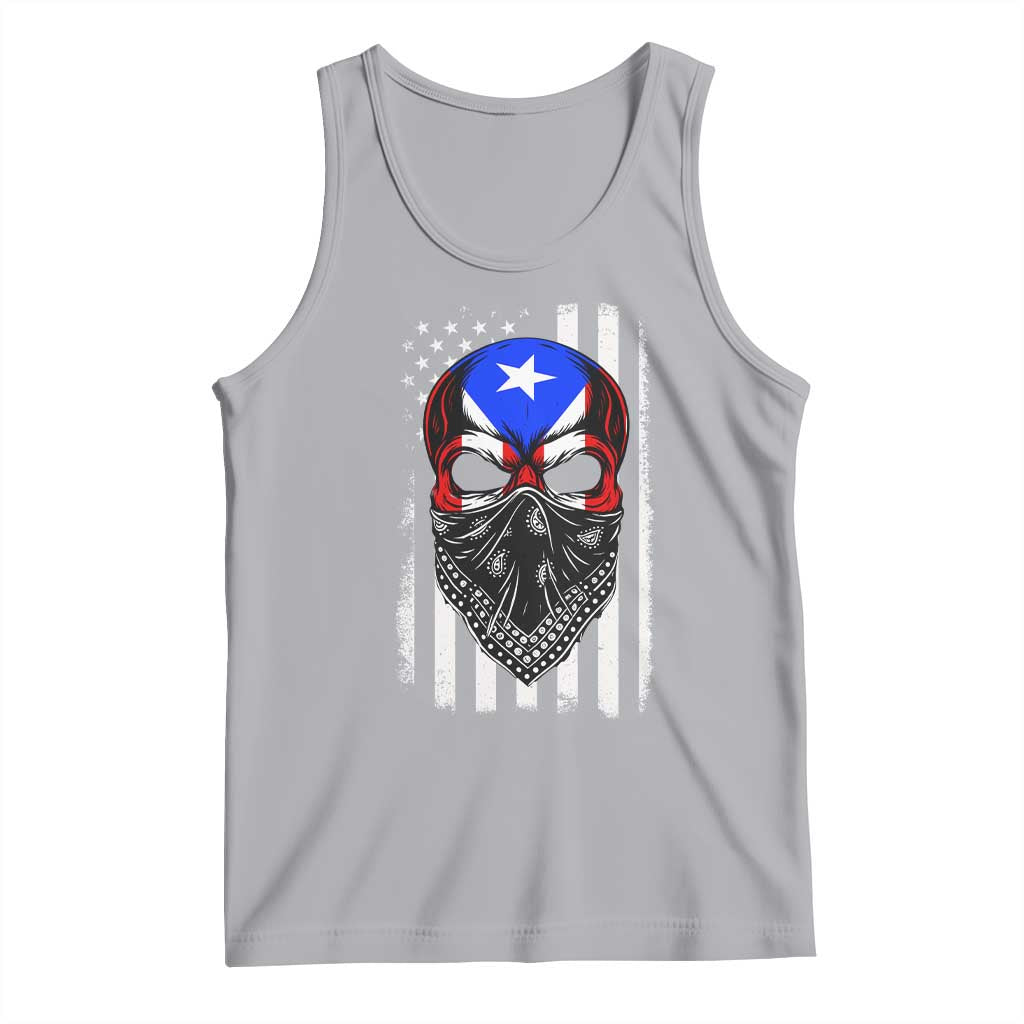 Skull Puerto Rican American Flag Tank Top With Bandana