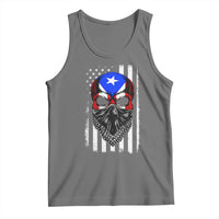 Skull Puerto Rican American Flag Tank Top With Bandana