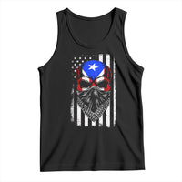 Skull Puerto Rican American Flag Tank Top With Bandana