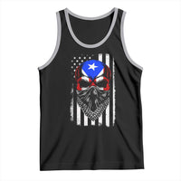 Skull Puerto Rican American Flag Tank Top With Bandana