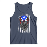 Skull Puerto Rican American Flag Tank Top With Bandana