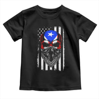 Skull Puerto Rican American Flag Toddler T Shirt With Bandana
