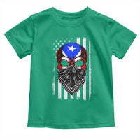 Skull Puerto Rican American Flag Toddler T Shirt With Bandana
