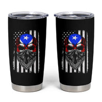 Skull Puerto Rican American Flag Tumbler Cup With Bandana