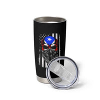 Skull Puerto Rican American Flag Tumbler Cup With Bandana