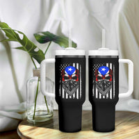 Skull Puerto Rican American Flag Tumbler With Handle With Bandana