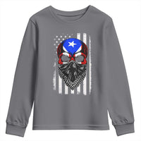 Skull Puerto Rican American Flag Youth Sweatshirt With Bandana
