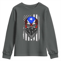 Skull Puerto Rican American Flag Youth Sweatshirt With Bandana