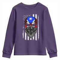 Skull Puerto Rican American Flag Youth Sweatshirt With Bandana