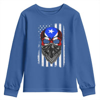 Skull Puerto Rican American Flag Youth Sweatshirt With Bandana
