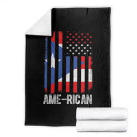 Puerto Rican American Flag Throw Blanket AME-RICAN Boricua Pride