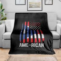 Puerto Rican American Flag Throw Blanket AME-RICAN Boricua Pride
