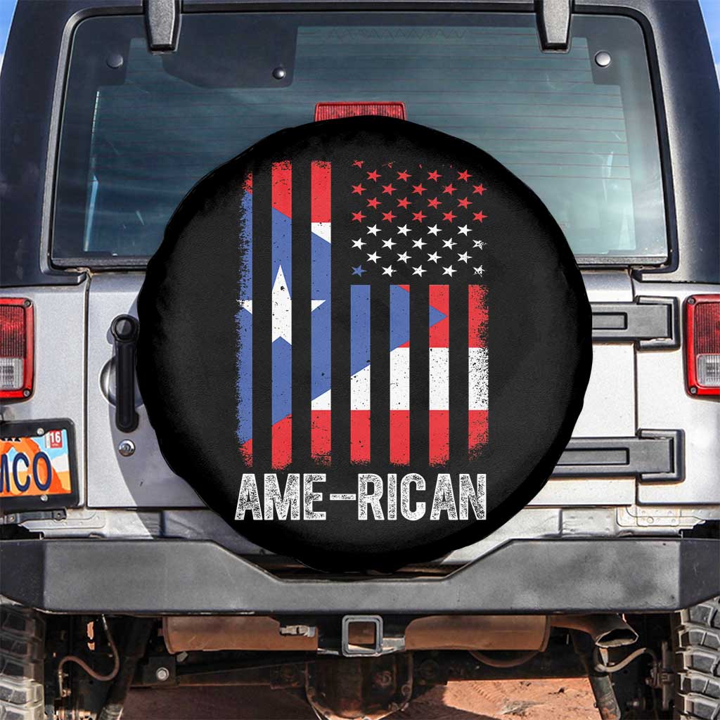 Puerto Rican American Flag Spare Tire Cover AME-RICAN Boricua Pride