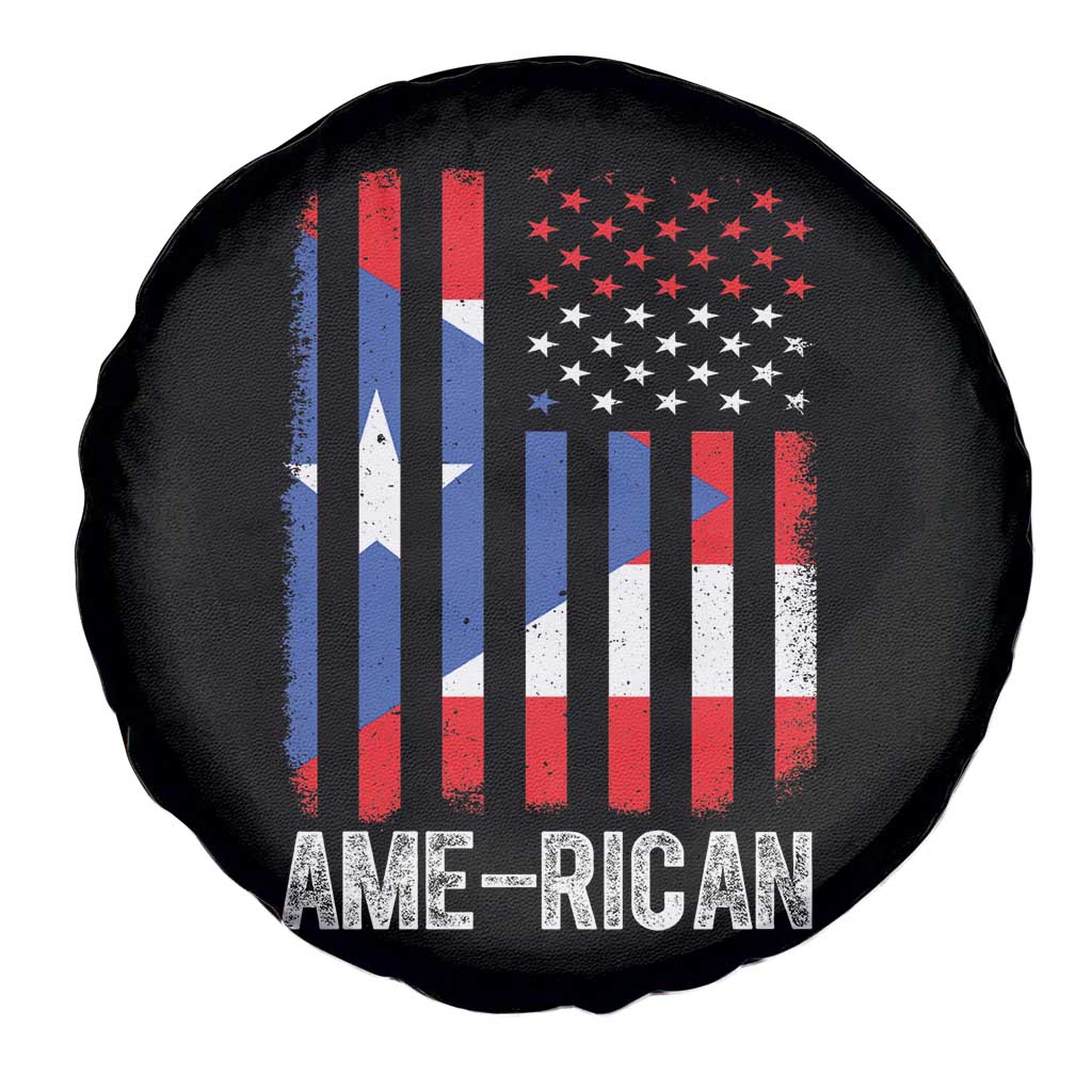 Puerto Rican American Flag Spare Tire Cover AME-RICAN Boricua Pride