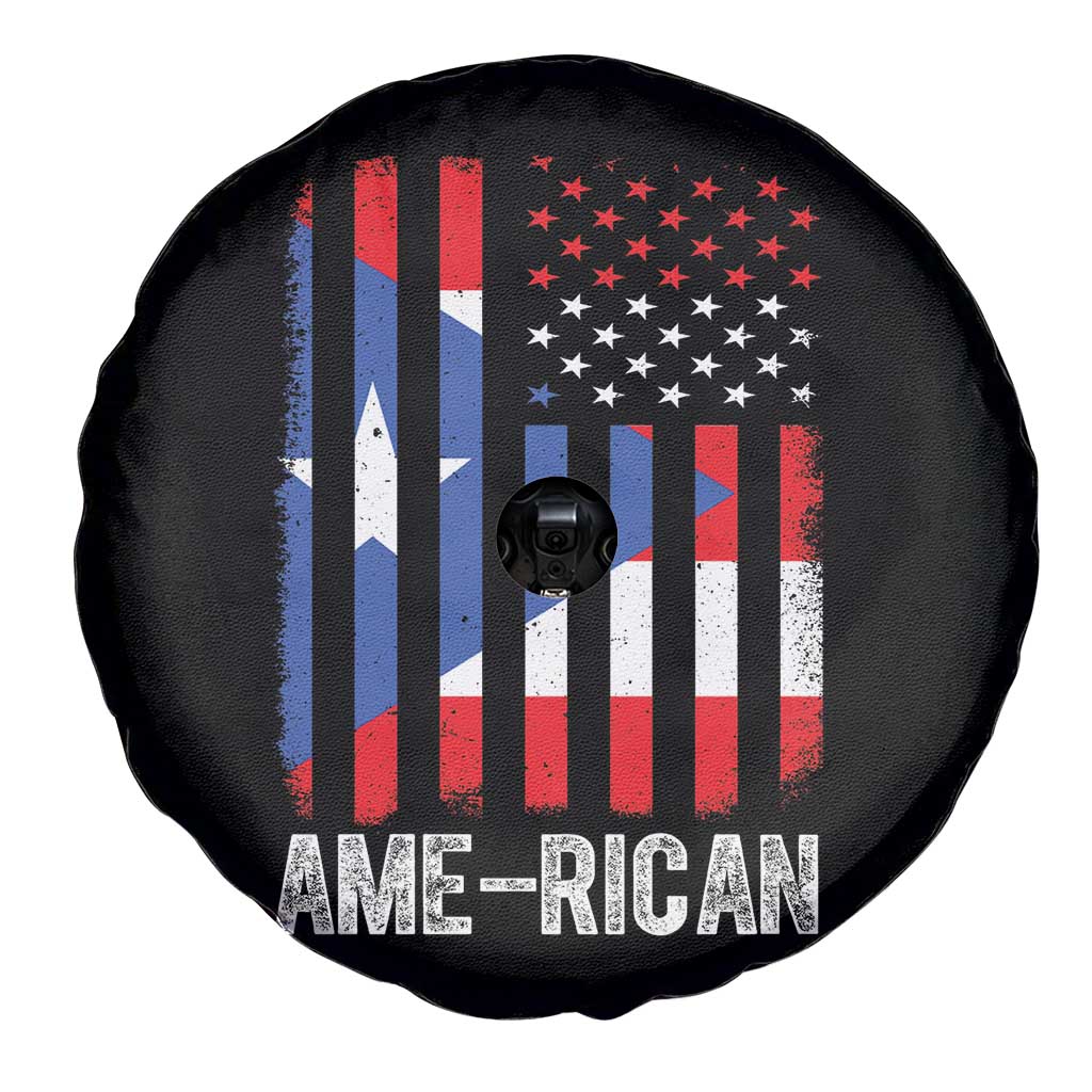 Puerto Rican American Flag Spare Tire Cover AME-RICAN Boricua Pride